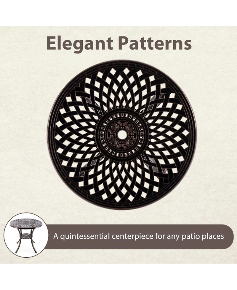 Clihome 31" Round Cast Aluminum Patio Table with 2" Umbrella Hole