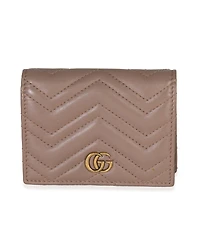 Pre-Owned Gucci Porcelain Rose Matelasse Calfskin Gg Card Case Wallet