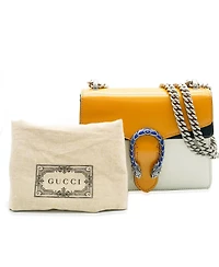Pre-Owned Gucci Yellow Beige Navy Tricolour Leather Mini Dionysus