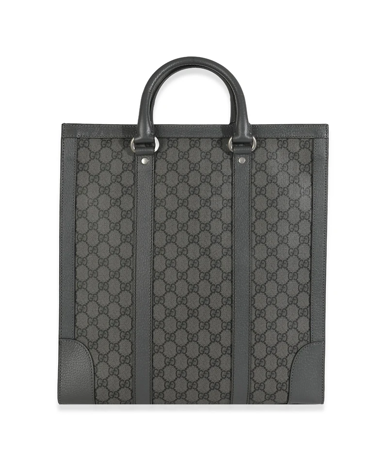 Pre-Owned Gucci Grey Black Gg Coated Canvas Ophidia Medium Tote