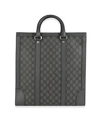 Pre-Owned Gucci Grey Black Gg Coated Canvas Ophidia Medium Tote