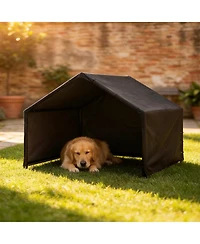 PawHut Dog Shade Shelter Outdoor, Dog House Outside with Canopy