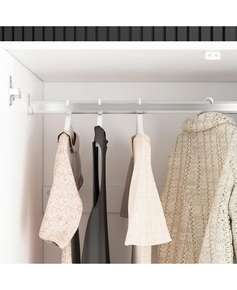 Famapy High Gloss Mirrored Doors Wardrobe Armoires with 4 Mirror Doors