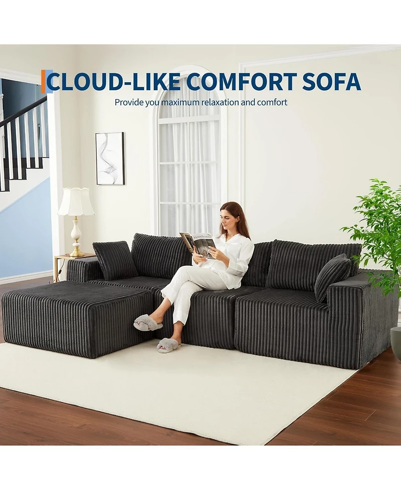 gaomon Couches for Living Room,108 Inch Boneless CouchOversized Modular Sectional Sofas for Living Room, Cloud Sectional Couch