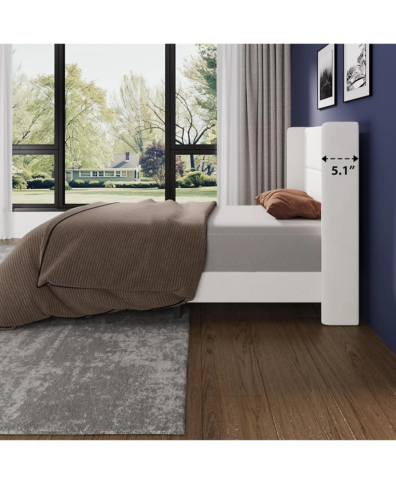 gaomon Soft Upholstered Platform Bed Frame with Wingback Headboard – Sturdy Wooden Slats, Noise-Free, No Box Spring Needed