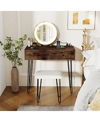 Sugift Vanity Desk with Adjustable Lighted Mirror for Bedroom