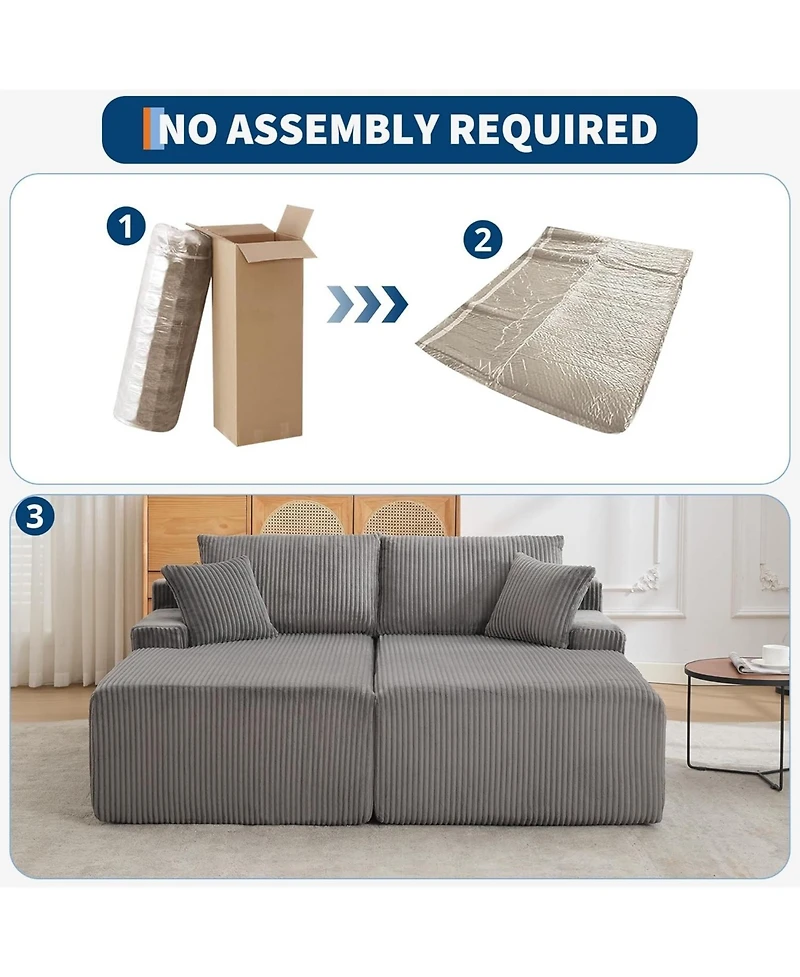 gaomon 80" Oversized Double Chaise Lounge, Cloud Plush Sofa Bed with Deep Seat 4 Pillows
