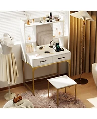 Sugift Vanity Desk with Storage Drawers and Charging Station