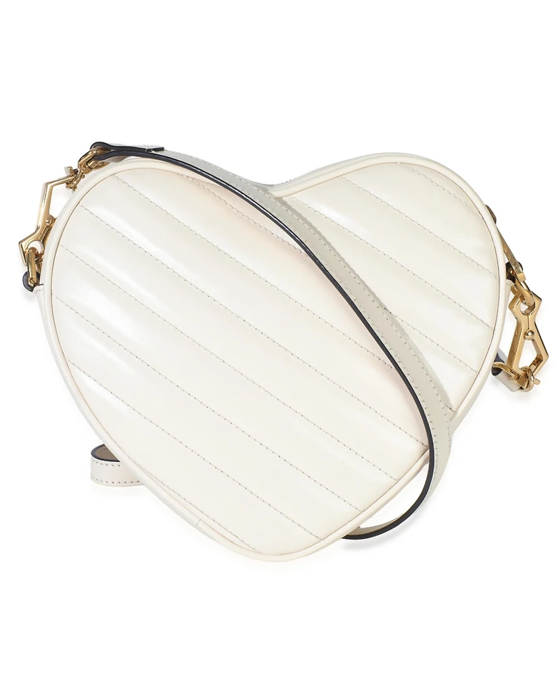 Pre-Owned Gucci Creme Matelasse Calfskin Diagonal Mini Interlocking G Heart Bag