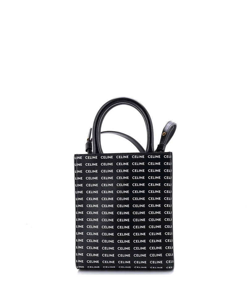 Pre-Owned Celine Mini Vertical Cabas Tote All Over Logo Print Leather