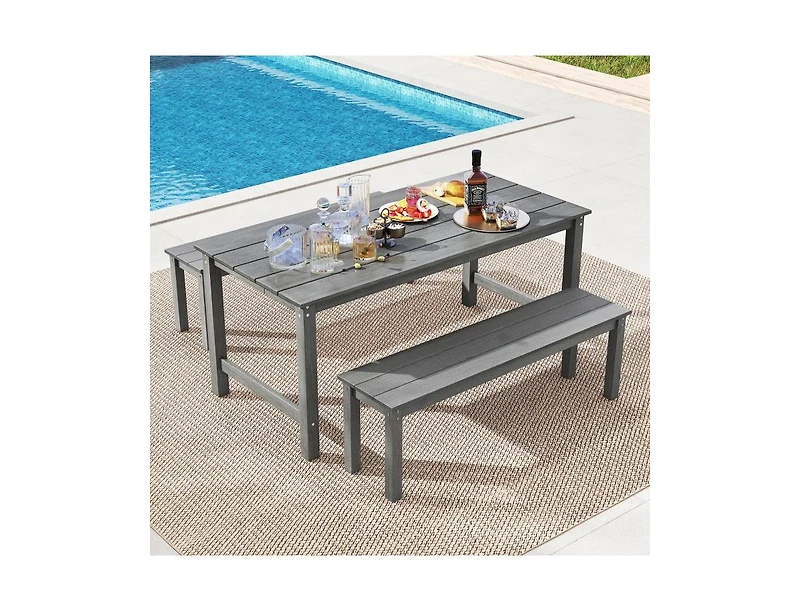 Slickblue 6 Person Patio Dining Table with Wood Look Top