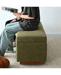 Maison Boucle Upholstered Storage Bench Ottoman, Lift-Top Bedroom End Bench