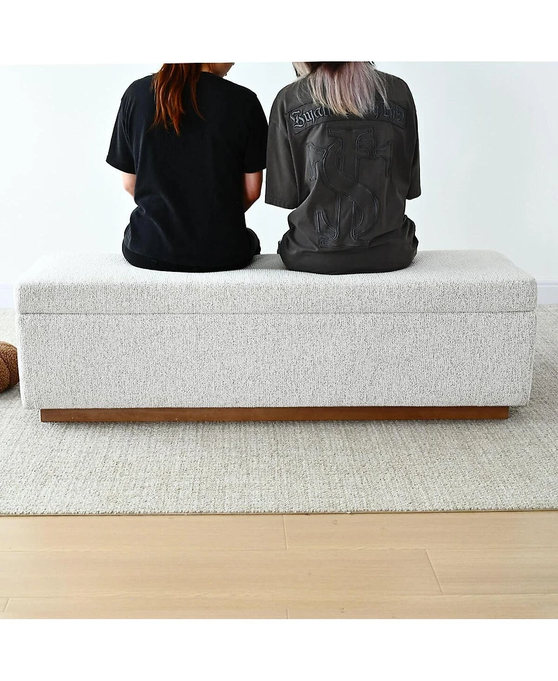Maison Boucle Upholstered Storage Bench Ottoman, Lift-Top Bedroom End