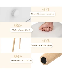 Sugift Vanity Desk Set with Adjustable Led Lighted Mirror