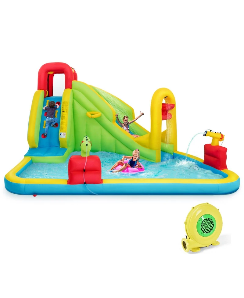 Mecale Outdoor Inflatable Water Bounce House with 480W Blower Included