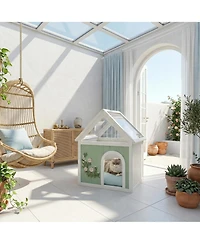 6thdruple Wood Pet House with Clear Roof and Carvings
