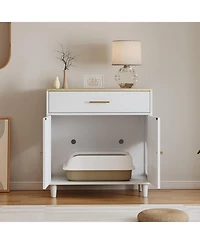 Clihome Wooden Pet House Sideboard, Farmhouse Buffet Cabinet with Storage, White