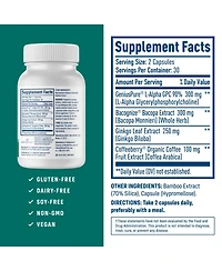 NativePath Brain Health - Brain Health Support Supplement with Bacopa, Alpha Gpc, Ginkgo Biloba and Coffee Fruit Extract - 60 Capsules