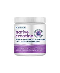 NativePath Creatine Monohydrate Powder with L-Leucine and L-Carnitine - Supports Muscle Health for Men and Women - 30 Servings
