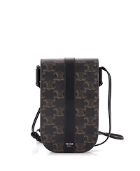 Pre-Owned Celine Phone Pouch Crossbody Triomphe Coated Canvas with Leather