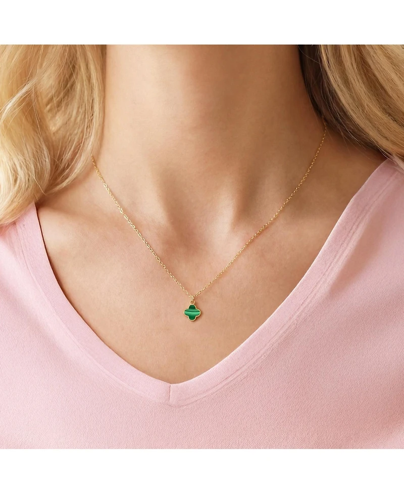 The Lovery Mini Malachite Single Clover Necklace 14K Gold