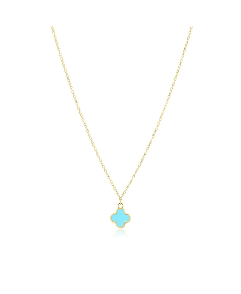 The Lovery Mini Turquoise Single Clover Necklace 14K Gold