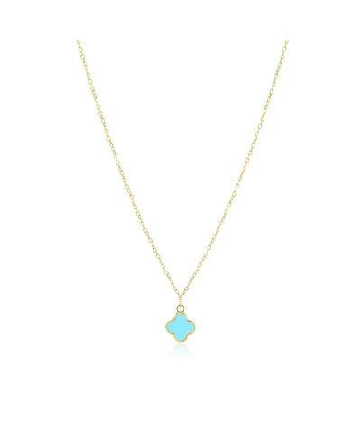 The Lovery Mini Turquoise Single Clover Necklace 14K Gold