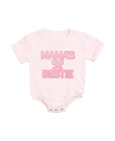 Sweet Wink Baby Girls Mama's Bestie Pearl Patch Short Sleeve Romper