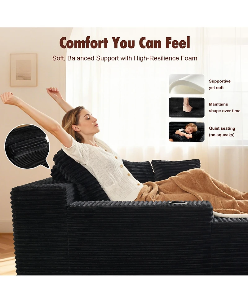 Xizzi Chaise Lounge Chair, Oversized Plush Upholstered Boneless Sofa Bed, Deep Seat Sleeper Cloud Couch for Living Room, No Assembly Required