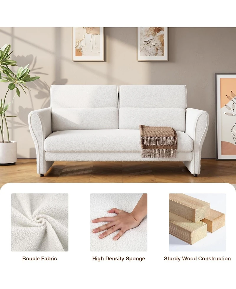 gaomon Couches for Living Room, 57" Loveseat Sofa, Modern Boucle Small Couch with High Backrest and Removable Lumbar Pillows, Easy Assembly