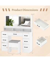 Sugift Vanity Desk with Mirror Lights and Power Outlets