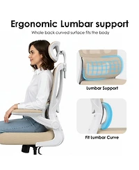 Rainsken Ergonomic Office Chair, Adjustable Swivel Desk Chair with Headrest and Lumbar Support, Computer Chair for Home Office