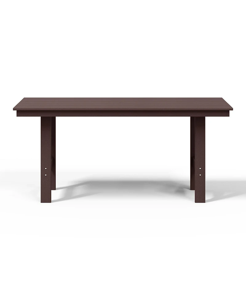 WestinTrends Outdoor Modern Hdpe 66" Wide Rectangle Patio Dining Table for 6