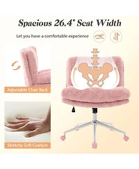 Rainsken Faux Fur Criss Cross Office Chair - Adjustable Swivel Desk Chair with Extra-Deep Seat and 2-Layer Cushions for Study Room