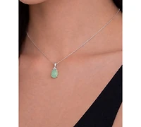 Macy's Green Jade & Diamond (1/20 ct. t.w.) Pendant Necklace in Sterling Silver
