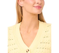 CeCe Women's Short-Sleeve V-Neck Cardigan