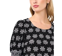 CeCe Women's Crewneck Short-Sleeve Printed Blouse