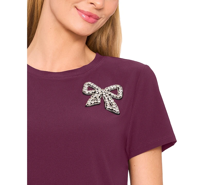 CeCe Women's Embellished Bow Tee