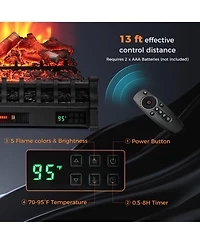 Gymax 26'' Infrared Quartz Electric Fireplace Heater W/ Lemonwood Logs Thermostat