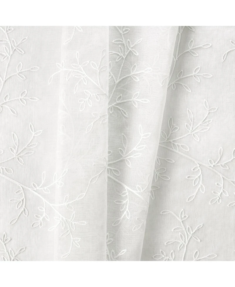 Ellis Curtain Brewster 100% Polyester Tailored Embroidered Sheer Rod Pocket Valances 70" x 15"