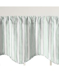 Ellis Curtain Saratoga Stripe Cotton Scallop Poly-Cotton Lined Rod Pocket Valance