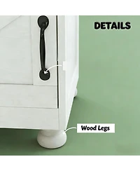 Rainsken Bedside Cabinet, Farmhouse Storage Nightstand with Open Shelf and Cupboard for Living Room, Bedroom.