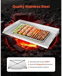 Ecooso Inch Stainless Steel Griddle Plate for Gas Grill with Handles