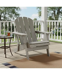 Clihome Wooden Oversize Outdoor Folding Adirondack Chair with BackRest & SeatBoard, Wood Patio Chair