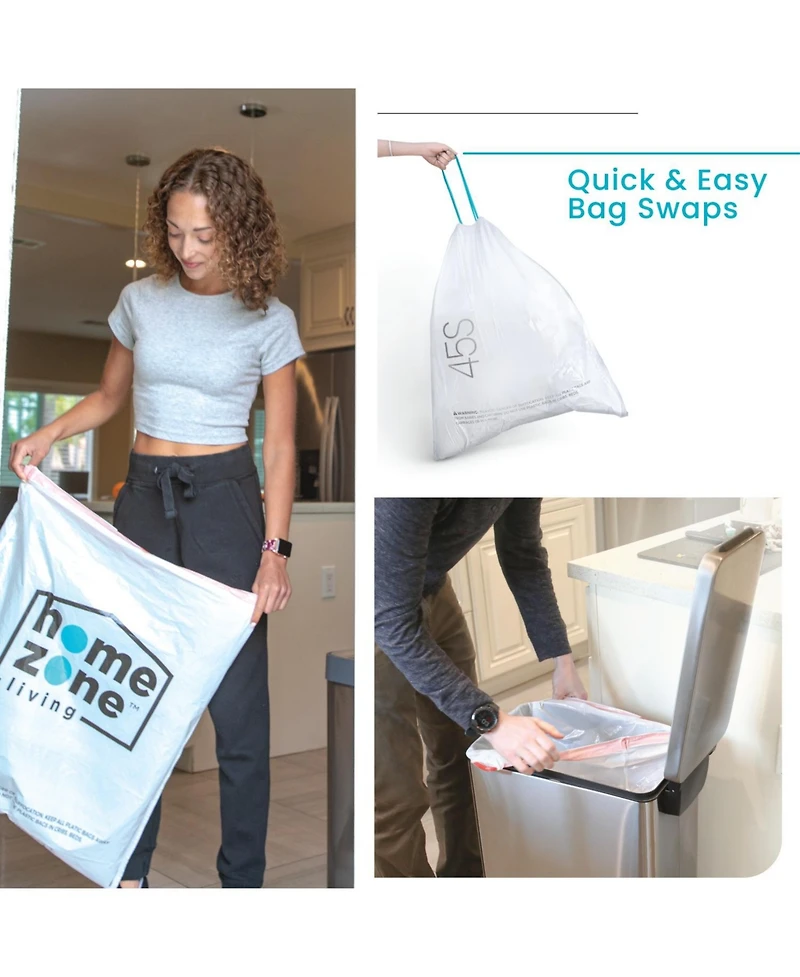 Home Zone Living 12 Gallon Slim Kitchen Trash Can with Soft Close Lid, Removable Liner, and Bag Tuck Band, Slate Blue