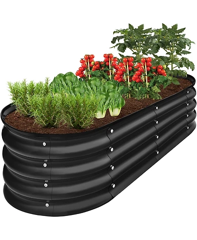Best Choice Products 4x2x1ft Outdoor Raised Metal Oval Garden Bed, Planter Box for Vegetables, Flowers