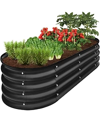 Best Choice Products 4x2x1ft Outdoor Raised Metal Oval Garden Bed, Planter Box for Vegetables, Flowers