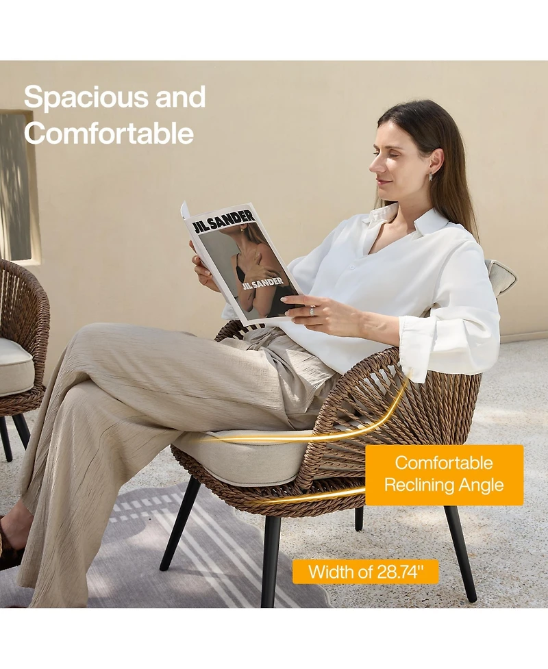 Tribesigns 4-Piece Outdoor Wicker Patio Conversation Seating Set with Coffee Table, Weather-Resistant Cushions, Patio Furniture Set for Garden, Deck