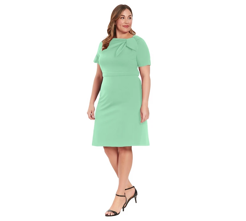 London Times Plus Bow-Neck Sheath Dress