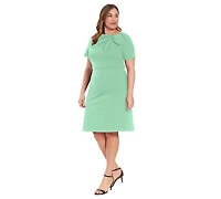 London Times Plus Bow-Neck Sheath Dress